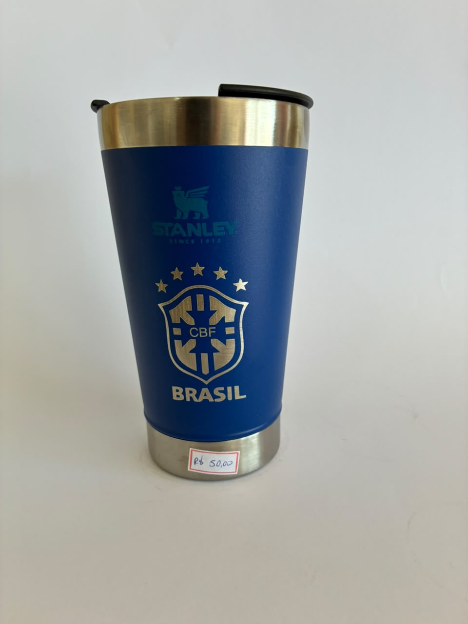 Copo Térmico Azul Seleção Brasileira com Tampa 500ml