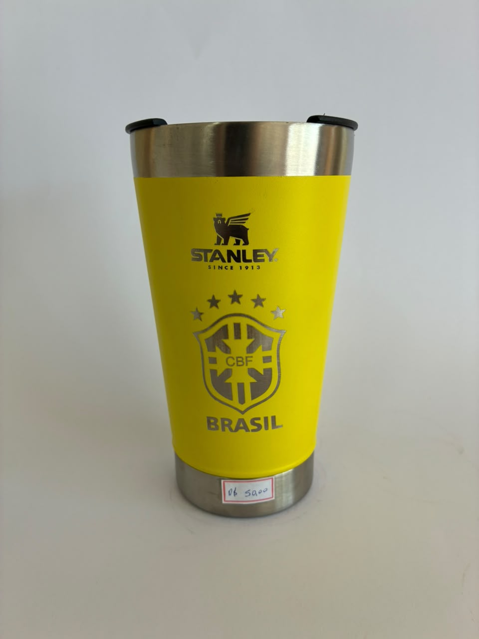 Copo Térmico Amarelo Seleção Brasileira com Tampa 500ml