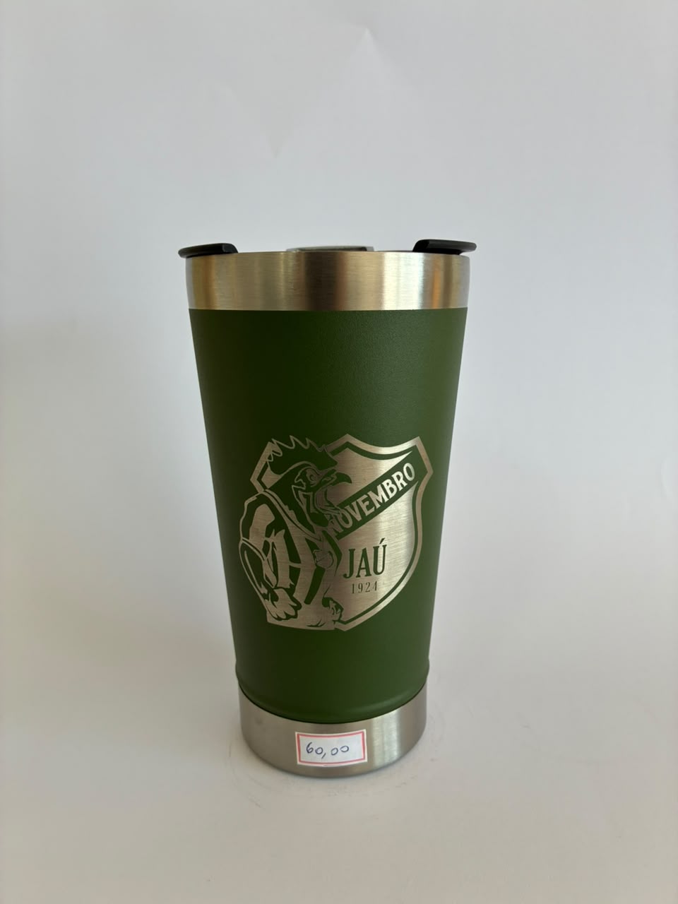 Copo Térmico XV de Jaú Galo da Comarca Verde 500 ml com Tampa e Abridor