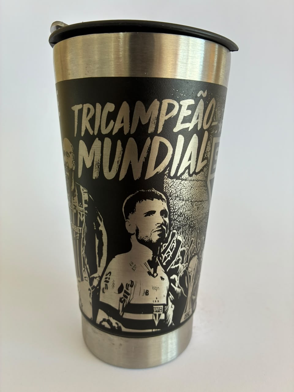 Copo Térmico São Paulo FC Campeão de Tudo com Tampa e Abridor 500ml