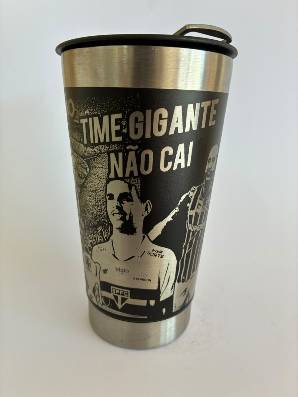 Copo Térmico São Paulo FC Campeão de Tudo com Tampa e Abridor 500ml